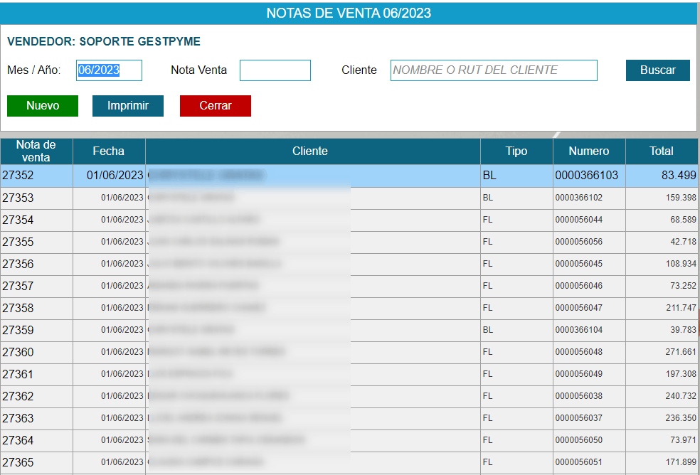 Notas de Venta Gestpyme