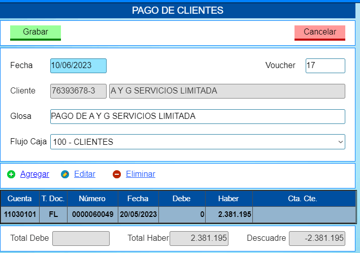 Pago de Clientes Gestpyme